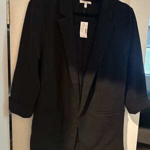 Black Blazer with Rolled Sleeves